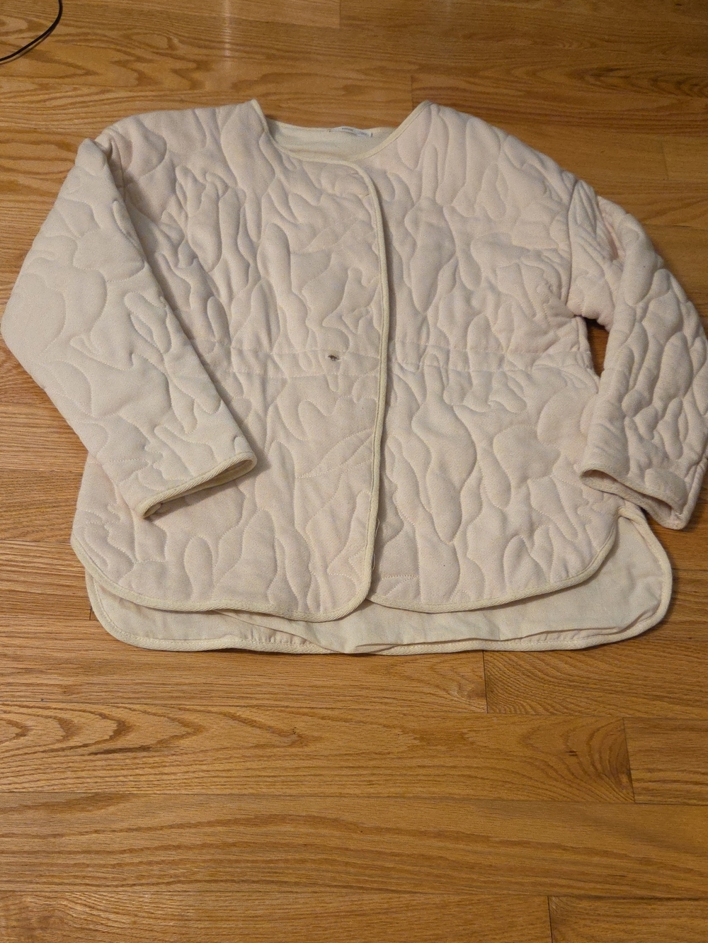Mango Cream Quilted Puffer Jacket